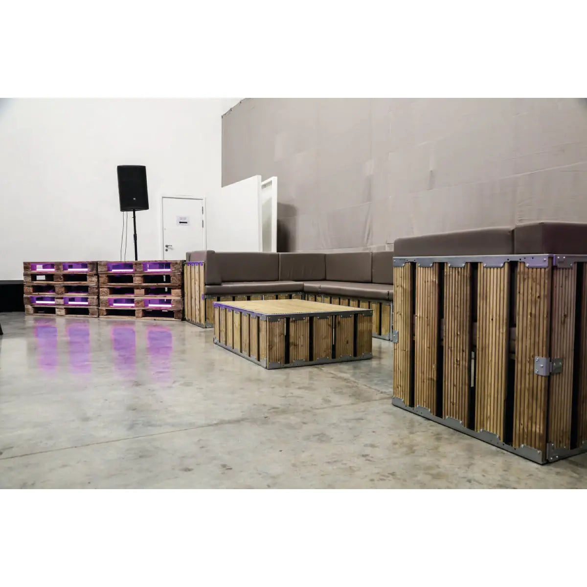 Pallet illuminated buffet table, large Desert River Rentals